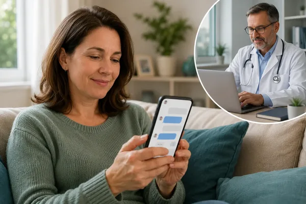 Patient messaging a doctor online for medical advice